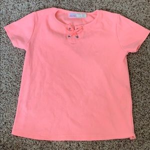 Zara neon pink ribbed tee